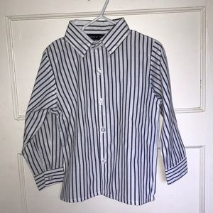 Andrew Fezza boys 4T white with gray stripes shirt